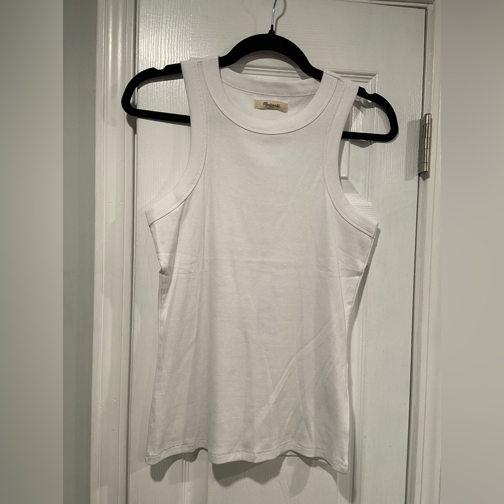 NWOT Madewell Size XXS White Ribbed Supima Cotton Racerback Tank Top Stretch
